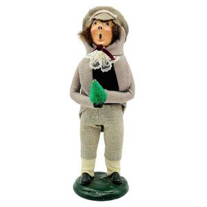 Byers Choice Man with Small Tree‎ Tan Jacket Hat Checked Pants 1985 Bumpy Base